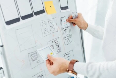Bocetos de wireframes y elementos de interfaz